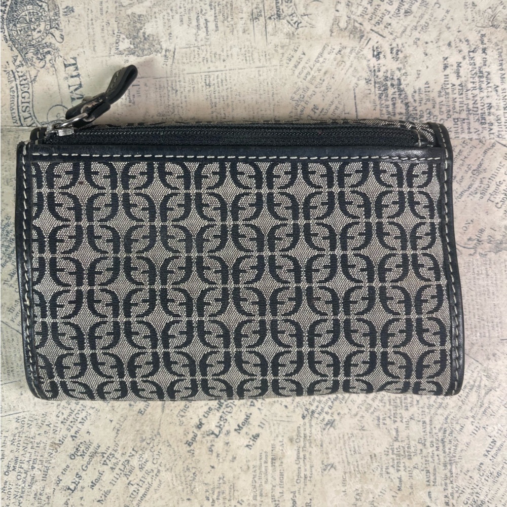 Fossil Wallet Trifold Canvas Monogram Brown Leath… - image 3